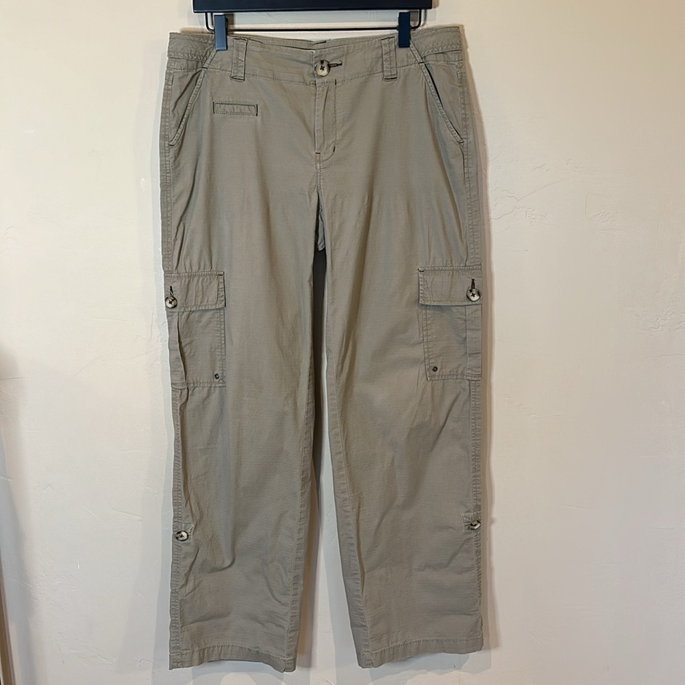 CAbi cargo wide leg relaxed pants style # 885 khaki green Womens Sz 10